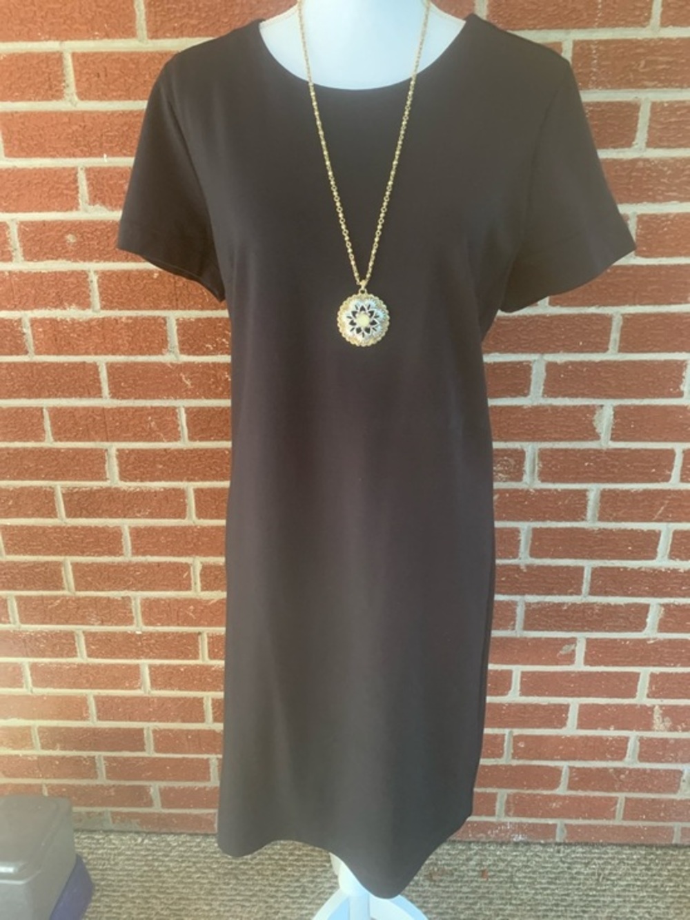J. Crew Black Short-Sleeve Midi Shift Dress